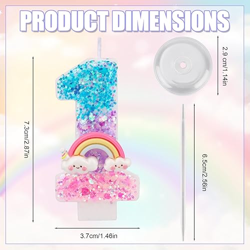 Bougie d'Anniversaire Arc-En-Ciel Numérotée, Bougies Macarons Colorées et Brillantes pour Gâteau d'Anniversaire Accessoires de Fête sur le Thème du Dessin Animé (Numéro 9) - Nail Gallerys