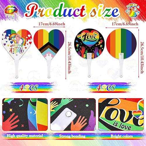 HOWAF 8pcs Accessoires Gay Pride Eventail arc-en-ciel d¨¦corations, Eventail double face pour le Jour de la Fiert¨¦ Gay Pride Eventail pliable pour la Fiert¨¦ Gay Pride, LGBT Gay Pride Supplies - Nail Gallerys