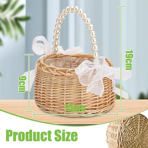 Sctmda Panier de Fleurs en Rotin Osier Panier à Fleur Tressé en Rotin Panier en Osier Tressé Panier à Fleur Fait à Main Panier Rotin en Osier Fleur de Mariage Panier en Osier avec Poignées et Ruban - Nail Gallerys