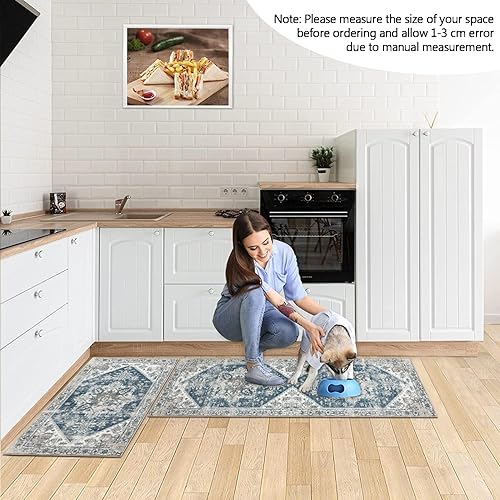 Cekene Lot de 2 tapis de cuisine bohèmes, antidérapants, lavables, absorbants, doux, pour buanderie, chambre à coucher, entrée (vert, 50 x 80 cm + 50 x 120 cm) - Nail Gallerys