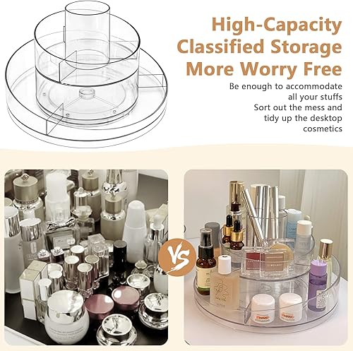 95Street Organiseur de maquillage rotatif à 360 degrés pour cosmétiques, parfums, bijoux, maquillage pour coiffeuse, table de chambre à coucher, cristal - Nail Gallerys