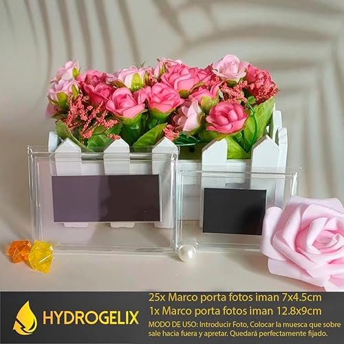HYDROGELIX® Lot de 26 cadres photo avec aimant pour réfrigérateur 25 cadres 7 x 4,5 cm + 1 grand cadre photo en méthacrylate, cadre photo personnalisé, souvenirs de communion. - Nail Gallerys