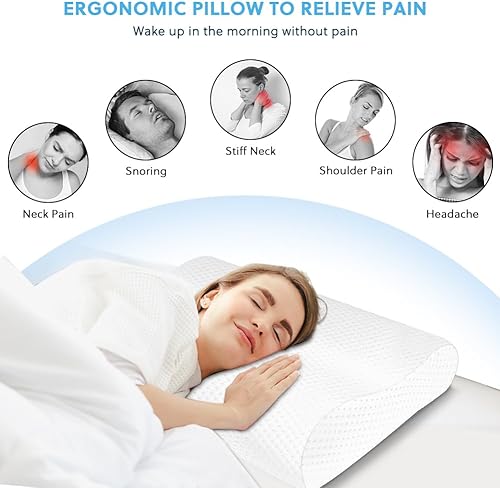 Ainiv Oreiller en Mousse à Mémoire de Forme, Oreiller Orthopédique pour Le Sommeil, Oreiller Memory Foam Conception Confort du Cou Oreiller de Sommeil pour Dormeurs sur Le Côté/Dos/Ventre - Nail Gallerys