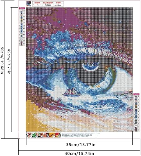 DCIDBEI Carré Diamond Painting 40x50cm 5D Complet Puzzle Diamant Coeur Oeil Coloré Adulte Fluorescent Brillant - Nail Gallerys