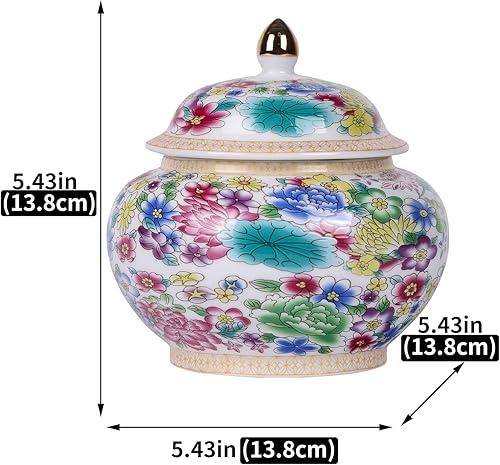 Bocal de gingembre en émail fait à la main - Vase de chinoiserie aux couleurs vives, en porcelaine bleue et blanche - Bocal décoratif en céramique avec couvercle pour décoration d'intérieur et - Nail Gallerys