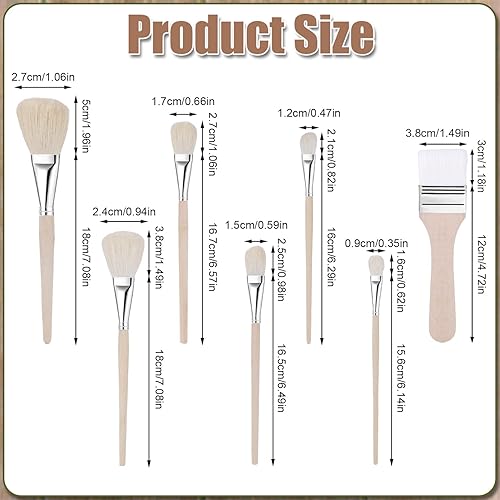 Lot de 7 Pinceau à Dorure, Pinceaux de Tailles Assorties pour Peindre Pinceaux Polyvalents en Poils de Chèvre pour Travaux Manuels Peinture Acrylique Feuilles de Flocons de Feuilles d'or - Nail Gallerys