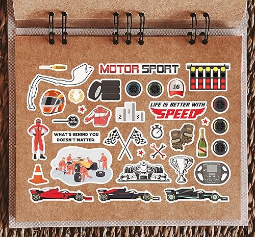 Feuille d'autocollants A5 en vinyle pour sports mécaniques – Voitures de course sport garçons mancave papa, frère, fête des pères, passe-temps, amour, esthétique, #80141 - Nail Gallerys
