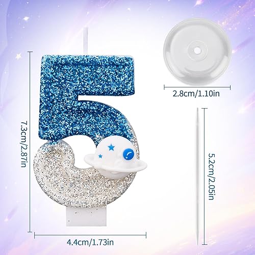 Bougie d'Anniversaire Thème l'Espace, Brillante Numéro Bougies d'Anniversaire d'Astronaute Décoration Gâteau Vaisseau Spatial Décorations Gâteaux et Cadeaux Fête pour l'Univers(Numéro 7) - Nail Gallerys