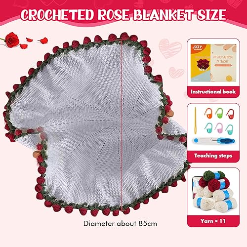 LetCartMaker Couverture en crochet pour bouquet de fleurs faite à la main - Couverture romantique en tricot pour anniversaire, fête des mères, Saint-Valentin - Nail Gallerys