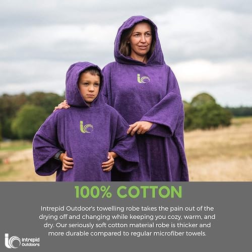 Intrepid Outdoors Poncho à langer 100 % coton de qualité supérieure pour la plage, le surf, la natation, le triathlon, les activités intérieures et extérieures - Adulte - Nail Gallerys
