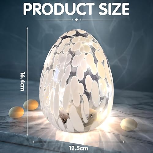 Œufs de Pâques lumineux à LED - Œufs de Pâques avec lumière LED en verre - Décoration de printemps - Lampe de bureau - Décoration de Pâques - Fonctionne avec piles - Pour décoration de table - Nail Gallerys