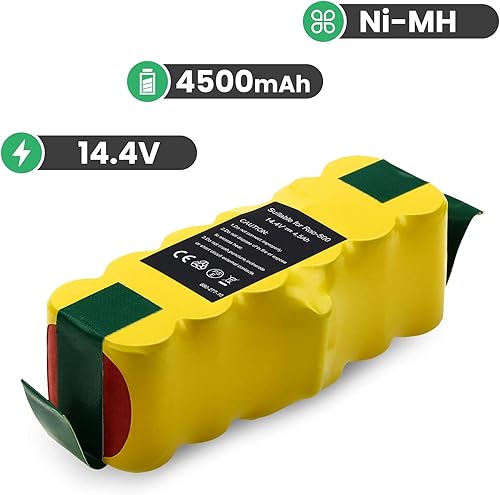14.4V 4500mAh pour irobot roomba Batterie de Remplacement 4,5Ah Ni-MH R3 500 600 700 800 900 Series Batterie pour aspirateur 510 530 532 535 540 550 560 580 620 630 650 660 770 780 790 880 - Nail Gallerys