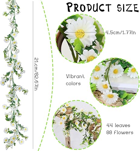 Guyode Guirlandes de Fleurs Artificielles Deco Marguerite Fausse Fleur Deco Printemps Marguerite Plante Artificielle Tombante Decoration Mariage pour Décoration de Cérémonie Jardin (Blanc) - Nail Gallerys