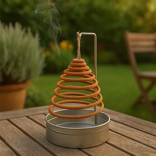Lot de 3 Spirales Encens Citronnelle Anti Moustique avec Support INOX et Boîte Métallique pour Extérieur Jardin Terrasse - Nail Gallerys
