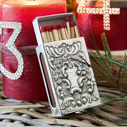 Loberon Étui pour boîte d'allumettes Lytham, argenté Vieilli - Nail Gallerys