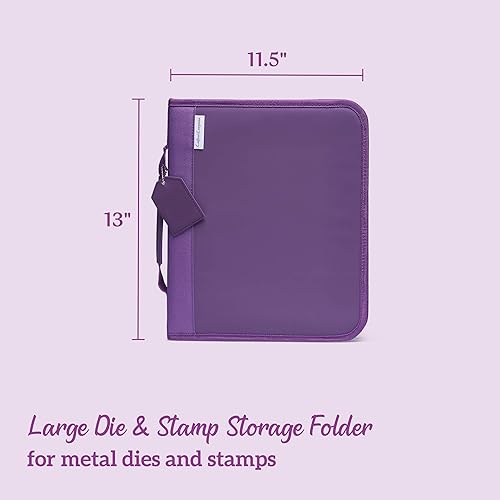 Crafter's Companion Grand dossier de rangement en métal pour matrices et timbres - Peut contenir des panneaux de 22,9 x 27,9 cm - Avec fermeture éclair - Parfait pour les travaux manuels - Violet - Nail Gallerys