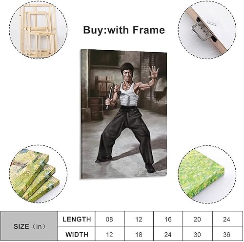 Bruce Lee Nunchaku Poster décoratif sur toile pour chambre à coucher 40 x 60 cm - Nail Gallerys