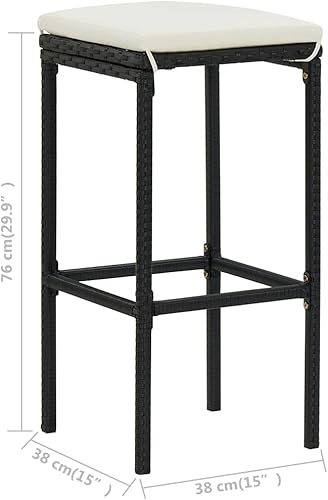 vidaXL 4X Tabourets de Bar avec Coussins Chaises de Pub Sièges de Bistro Tabourets de Comptoir Sièges de Salle à Manger Intérieur Résine Tressée - Nail Gallerys