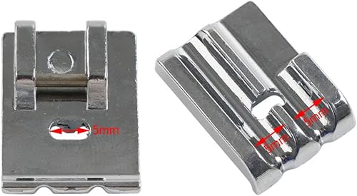 Three T FSFY Pied-de-biche pour passepoil de 1/8'' à double passepoil en acier argenté pour Singer pour Brother pour Babylock pour machine à coudre Euro-Pro - Nail Gallerys