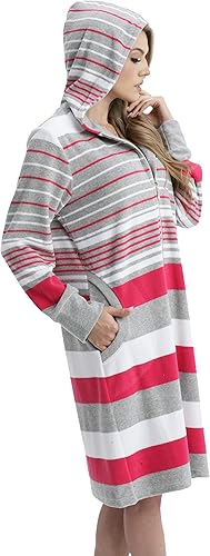 Aquarti Peignoir de Bain avec Fermeture éclair et Capuche Robe de Chambre Zippée pour Femme - Nail Gallerys