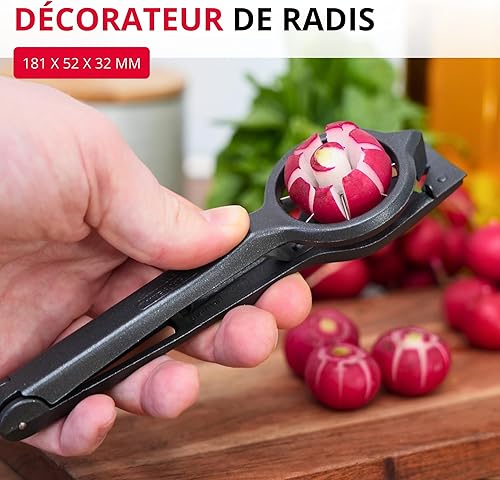 Westmark Coupe-radis Decoretto Black Edition – Décorer radis et citrons – Décorer buffets et salades – Anthracite - Nail Gallerys
