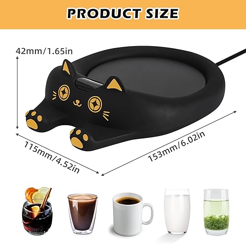 Chauffe Tasse, Tasse Chauffante pour Café Thé, Chauffe-Café, Chauffe-Boisson pour Boissons, 3 Réglages de Température (45°C/55°C/75°C), avec Arrêt Automatique 2-8H - Nail Gallerys