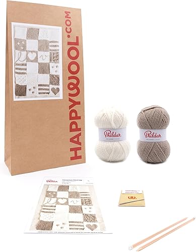 Phildar - Kit Tricot Couverture Faustine - Niveau Intermédiaire - idéal pour débuter - Nail Gallerys