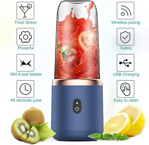 Blender smoothie,Mélangeur Portable,Mini Blender USB pour Smoothie,mixeur blender socle avec 2 bouteilles sans BPA de 400 ml,pour shakes, smoothies, glaces, boissons aux fruits et légumes - Nail Gallerys