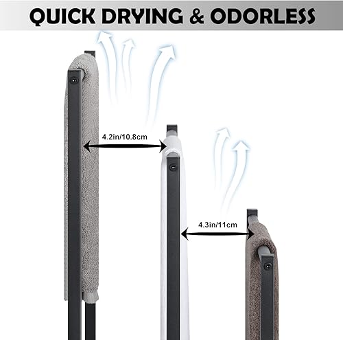 Porte-Serviettes Autonome, Support de Couverture à 3 Niveaux avec étagère en Bois Marron Rustique, Porte-Serviettes Industriel et Porte-Courtepointe avec Pieds Antidérapants pour Salon, Salle de Bain - Nail Gallerys