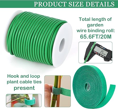 TINA Fil de Serrage pour Jardin 3,5 mm x 20 m Attache Plante Grimpante Fil Jardinage Vert Attache Tomate Support pour Plantes Grimpantes Fil Torsadé Multifonctionnel pour Vignes Arbustes Fleurs - Nail Gallerys