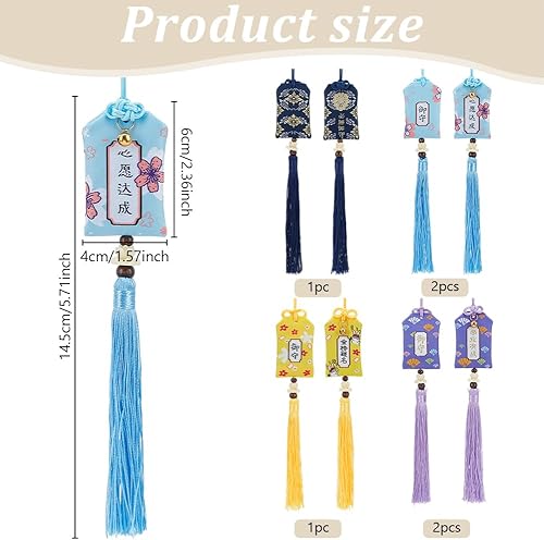 WEBEEDY 6 Modèles D'Amulettes à Franges Omamori Japonaises Amulettes de Bonne Chance Main Traditionnelle Japonaise Franges Hanging Bag Éducation Bénédiction Santé Fortune Succès (Couleurs Assorties) - Nail Gallerys