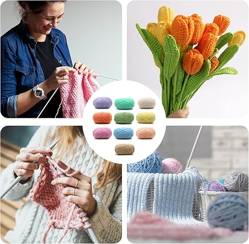 Lot de 6 pelotes de laine blanche pour crochet, tricot et crochet, 50 g de fil à tricoter à la main, convient pour les robes et les pantalons - Nail Gallerys