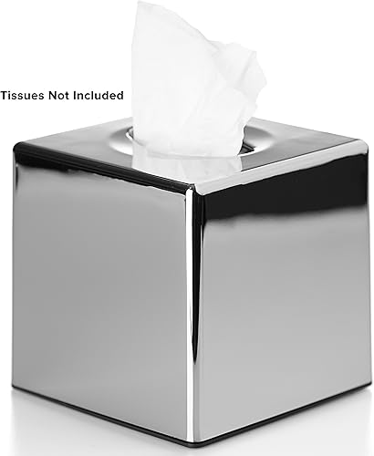 Mellcrest Distributeur de mouchoirs oblong ou carré Finition chromée, Square/Cube - Nail Gallerys