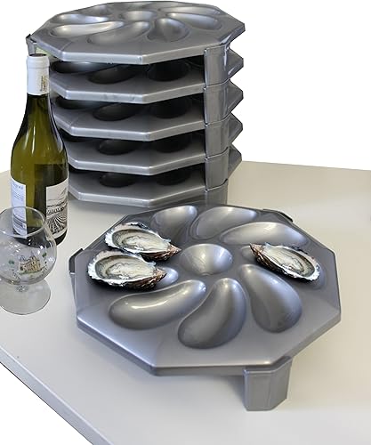 CREASTUCE ASSIETTES A HUITRES (PLASTIQUE) GRIS NACRE- Lot de 6 - Nail Gallerys