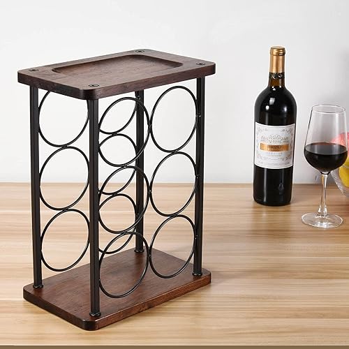 Étagère à vin sur Pied pour 6 Bouteilles de vin, Support de Rangement en Bois, Parfait pour la décoration de la Maison et de la Cuisine, Bar, Cave, Garde-Manger, etc. (Peut contenir 6 Bouteilles) - Nail Gallerys