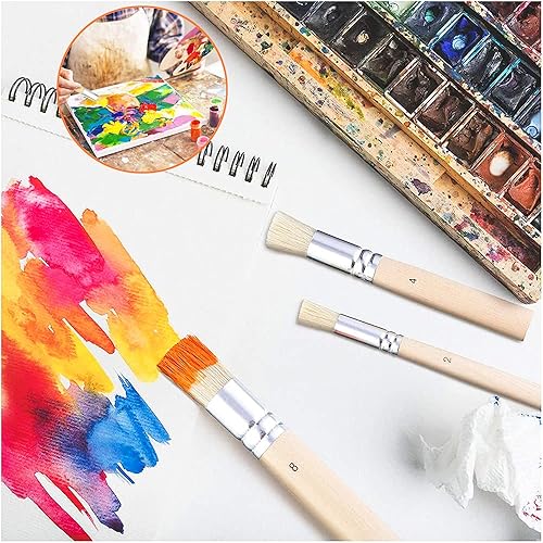 Pinceau de Pochoir, Brosse à Poils Naturels, pour Peinture Acrylique, Peinture à l'huile, Projet de Bricolage Artisanat, 6 Pièces 3 Tailles - Nail Gallerys