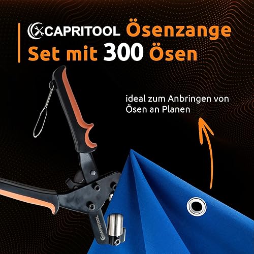 CAPRITOOL Lot de 300 œillets de 10 mm, en acier inoxydable, pour bâches, avec poignée antidérapante, avec sac à outils, poinçon perforateur magnétique, œillets de bâche inoxydables et œillets à - Nail Gallerys