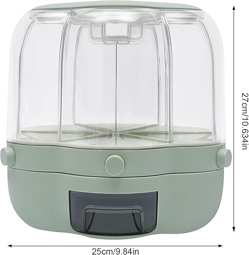 fennnds Distributeur de céréales, 2 couleurs, avec 6 grilles, 25 × 25 × 27 cm, distributeur de nourriture rotatif à 360° avec verre doseur, distributeur de céréales pour céréales, riz, soja, maïs - Nail Gallerys