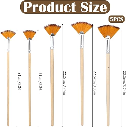 Lot de 5 pinceaux éventails pour Peinture Acrylique à l'huile et Acrylique, pinceaux éventails pour Peinture Acrylique, pinceaux éventail pour Peinture Acrylique, pinceaux éventail pour Peinture à - Nail Gallerys