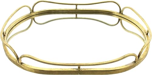 Dekoleidenschaft Plateau miroir doré 50 x 34 cm avec grande surface miroir en métal doré - Nail Gallerys