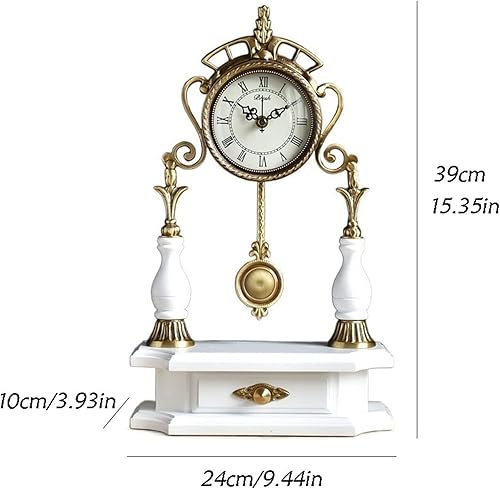 ZTHYSHOZ Horloges de cheminée Horloge de cuivre de Luxe européenne lumière Horloge de Base en Bois créative décoration de la Maison Horloge de cheminée Horloge de Tablette de Cheminée Décor(Color:B) - Nail Gallerys