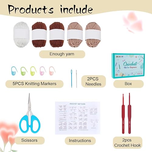 FREEBLOSS Kit de sac au crochet pour débutants - Sac carré pour femme - Kit de sac fourre-tout avec tutoriels vidéo étape par étape - Kit de tricot pour adultes - Nail Gallerys