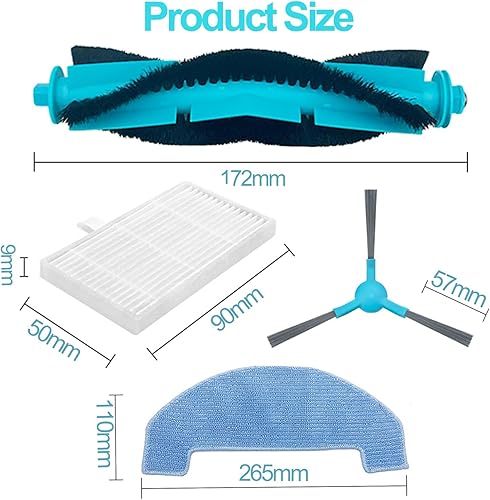 LOOHAOC Pièces de Rechange pour Ultenic D10/Conga 2499 Ultra Home Advanced Conga 2499 Ultra X-Treme Robot Aspirateur-Kit de 13 Accessoires,1 Brosse Principale,4 Filtres,4 Brosse Latérales, 4 Lingettes - Nail Gallerys