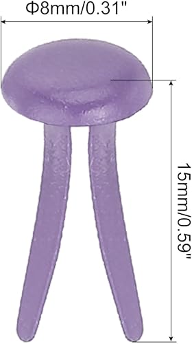 PATIKIL 100 Pcs Attaches Rapides en Laiton en Papier Broches Divisées Pastel Mini Clous Métalliques Tête Ronde Plaqués pour l'Artisanat Scrapbooking Fournitures DIY, Violet, 8 x 15 mm - Nail Gallerys