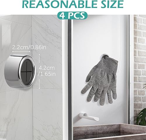 GeeRic Crochets Adhésifs Ronds pour Serviettes, Lot de 4 pour Cuisine et Salle de Bain, à Enfoncer pour Essuie-mains, Argentés - Nail Gallerys