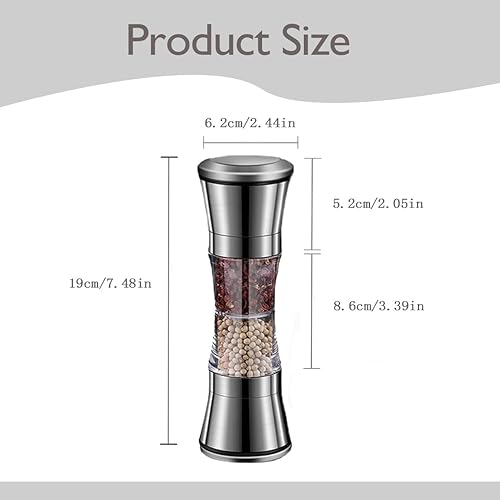Youery 2 en 1 Moulin a Poivre, Moulin Sel Poivre, Moulin à Poivre Manuel à Double TêTe en Acier Inoxydable, Entonnoir Moulin à éPices, Moulin à Sel, TQ232 - Nail Gallerys