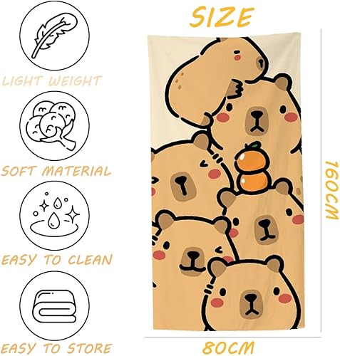 MEZHEN Serviette de Plage Microfibre Capybara Serviettes Séchage Rapide Ultra Absorbant Serviette de Plage Enfant Couverture de Plage PiscineVoyage Camping - Nail Gallerys