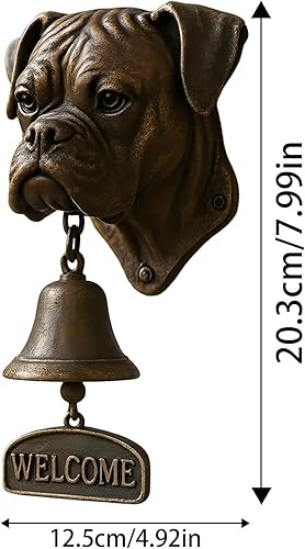 Cloche de dîner d'extérieur, sonnette de bienvenue en forme de tête de chien, boule de résine, style rustique vintage pour porte d'entrée, abris de jardin, retraites de chalet, appartements, lieux de - Nail Gallerys