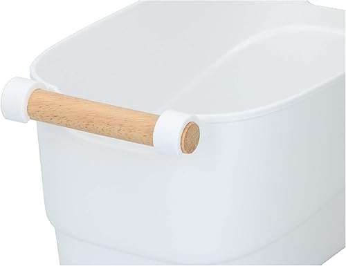 Alpina Panier de rangement - 27 x 14,5 x 12 cm - Plastique - Poignée en bois - Nail Gallerys