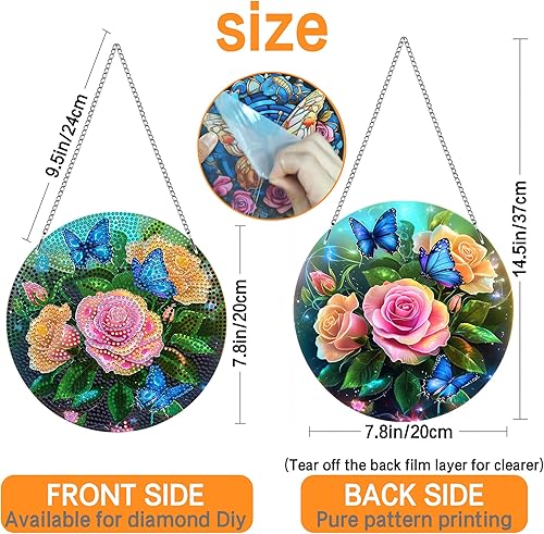 Ginfonr Diamond Painting Pendentif Oiseaux Avec Chaîne, 5D Diamond Painting Adulte Fleurs, 5D DIY Pendentif Peinture Diamant Adulte Enfant, Décoration de Maison et Jardin 20x20 cm - Nail Gallerys